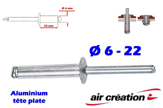 Image de I352622 - RIVET ALU/ACIER 6X22 TP